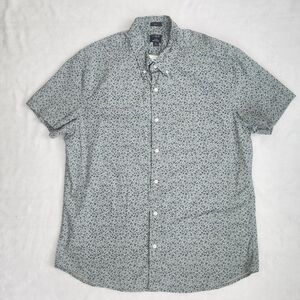 J. CREW Men's Slim Fit Patterned Button Down Short Sleeve Shirt Blue Sage XL NEW
